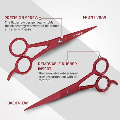 Utopia Care Hair Cutting and Hairdressing Scissors 6.5 Inch, Premium Stainless Steel Shears with Smooth Razor and Sharp Edge Blades for Salons, Men, Women and Kids, Red