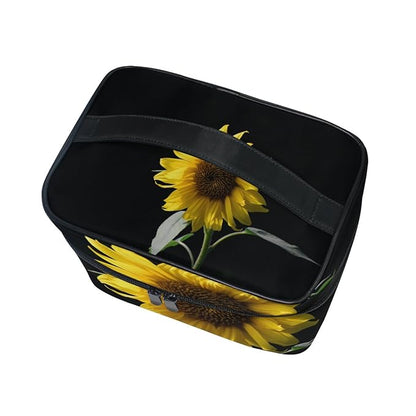 senya Travel Makeup Bags With Zipper Sunflower In The Dark Cosmetic Bag Toiletry Bags Train Cases Storage Bags Portable for Women Girls