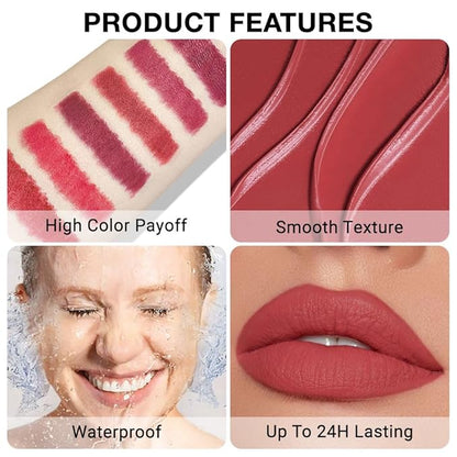 Retractable Lipliner Pencil Waterproof Makeup for Lip Liner and Eye Liner, Smooth and Creamy, Long Lasting Matte Finish, Vegan Beauty, Matte Velvet Pigmented Lip Liner (09#Orange Red, 1)