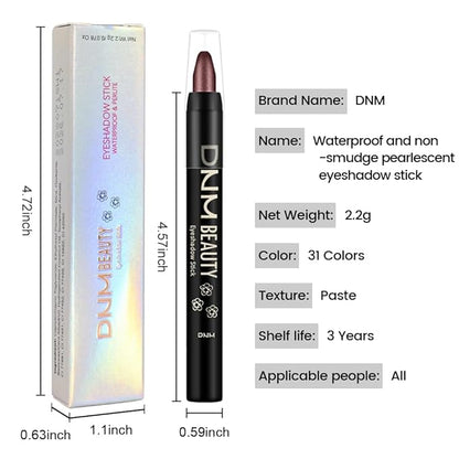Dark Brown Shimmer Cream Eye Shadow Stick Makeup for Women, Brown Shimmer Eyeliner Pencil Eyeshadow Brightener Stick for Eyes, Waterproof Eyeshadow Applicator Blendable sombras para ojos 76#