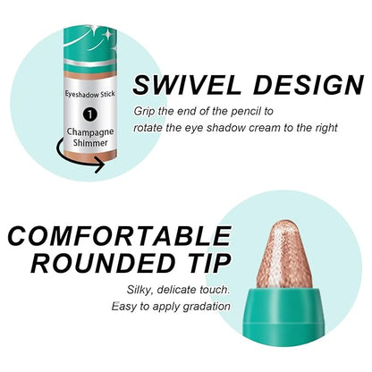4Pcs Eyeshadow Stick, Eye Brightener Stick, Shimmer Creamy Eye Shadow Makeup, Waterproof Long Lasting Glitter Highlighter Eye Liner Pencil (4PCS A)
