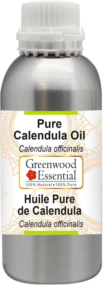 Greenwood Essential Pure Calendula Oil (Calendula officinalis) Premium Therapeutic Grade for Hair, Skin & Aromatherapy 630ml (21.3 oz)