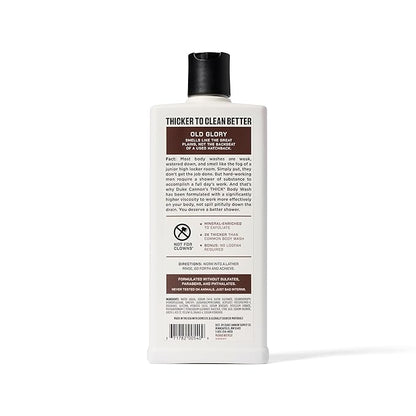 Duke Cannon Supply Co. Thick High Viscosity Body Wash – 3X Thicker, Plant-Based, Mineral-Enriched for Men – Men’s Body Scrub – Old Glory Scent