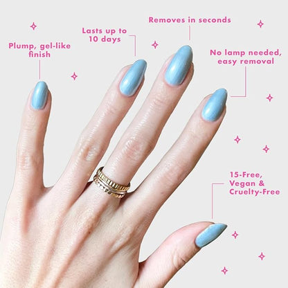 Olive & June Long Lasting Nail Polish | Gel-Like Finish No Lamp Needed | Lasts up to 10 days | Salon-Quality at Home | 15-Free Vegan Cruelty-Free Chip-Resistant Shine |Same Day Next Year Shimmery Blue