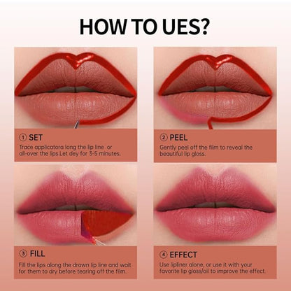 Matte Lip Stain Peel Off Lip Gloss& Lip Liner 2-in-1: One end defines lips with precision liner, the other peels off to reveal long-lasting, waterproof, smudge-proof, transfer-proof matte color.4#