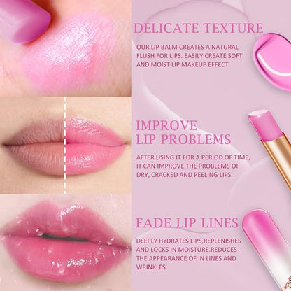 evpct 2Pcs Grape Tinted Lip Balms PH Lip Color Changing Lipstick Balm Stain Gift Set Queen for Women Girls Korean Mood Long Lasting Color Change Light Pink Lipstick Lip Tint Makeup Lip Plumper Gloss