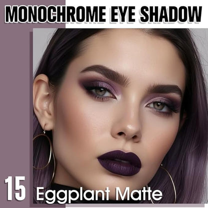 Eggplant Matte Single Eyeshadow, Lightweight Blendable Mini Eye Shadow for Older Women, Monochrome Eyeshadow Palette Makeup Pigmented Waterproof, Vegan & Cruelty-Free, 15