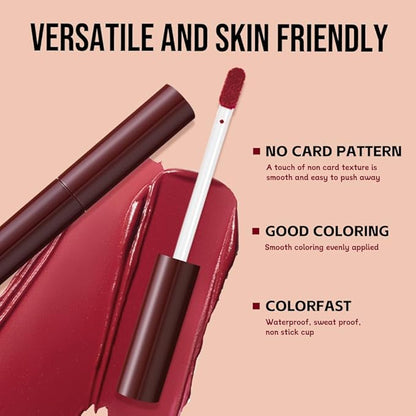 Matte Lip Stain – High Pigment Non-Transfer Matte Liquid Lipstick, Long-Lasting Waterproof Smudge-Proof Lip Color, Lightweight Comfortable Velvet Finish Lip Tint 03#（5PCS）