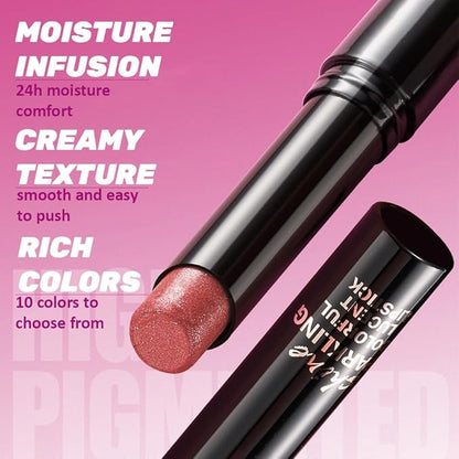 Brown Metallic Lipstick for Women,Lightweight Comfortable Non-Drying Shimmer Frosted Lipstick,Glitter Lip Gloss Stain Long Lasting Waterproof Smudge Proof 24 Hour Full Coverage Lip Makeup,Vegan