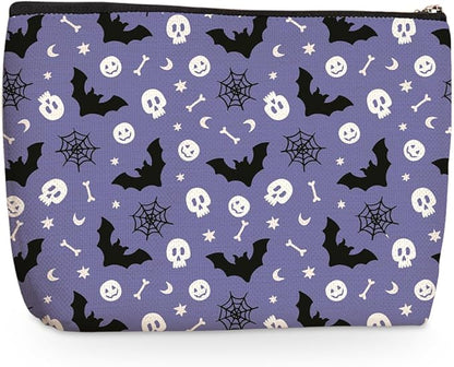 Halloween Themed Makeup Bag, Large Capacity Travel Makeup Case Cosmetic Bags for Women, Portable Pouch Purse Travel Essentials Toiletries Accessories, Halloween Gifts for Women