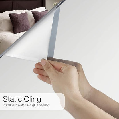 Volcanics One Way Window Privacy Film, Sun Blocking Window Tinting Film for Home Heat Control Mirror Tint Film Static Cling 23.6 x 78.3 Inches, Silver