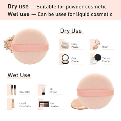 12 PCS Cotton Powder Puff, Face Puff Makeup Puffs Pads, Velour Puff Round Fluffy Puffs for Loose Powder Foundation (Nude)