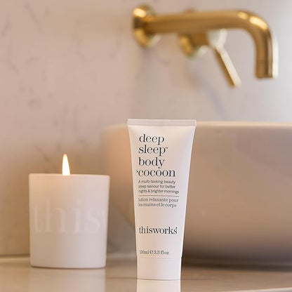 THISWORKS Deep Sleep Body Cocoon – Hydrating Body Lotion with Lavender, Chamomile & Vetivert – Soothing Nighttime Moisturizer for Dry Skin, Promotes Relaxation & Better Sleep – 100ml