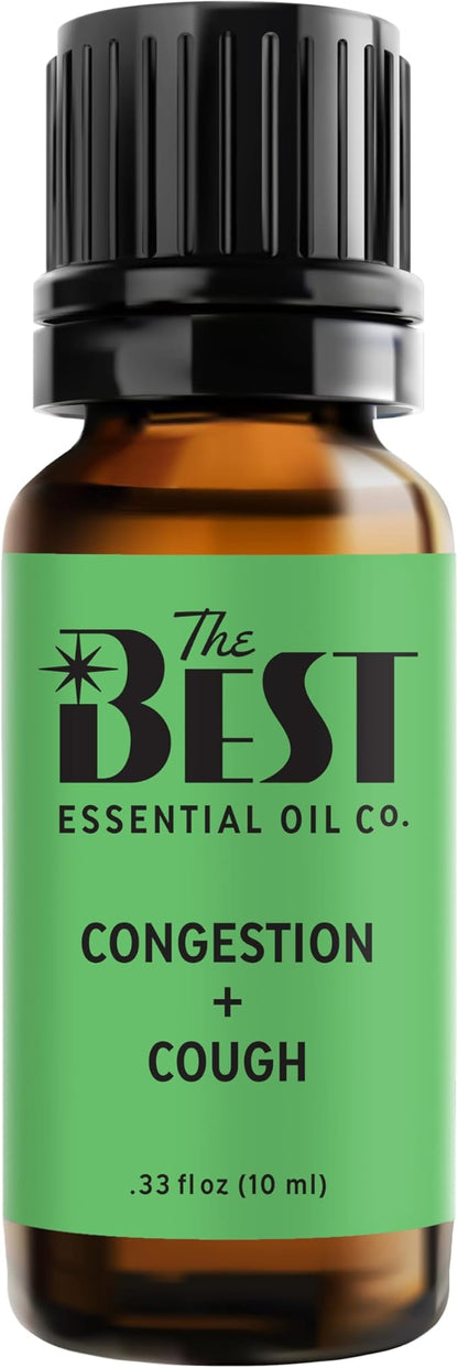 The Best Congestion + Cough Essential Oil Blend- Premium Grade- 100% Pure & Natural for Aromatherapy, Diffuser, Spa, Massage, Air Freshener- 10 ml (.33 fl oz)