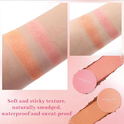 Peach Pink Powder Matte Blush with Mirror – Lightweight Smooth Blendable Baked Blush, Fade & Transfer-Resistant, Natural Matte Finish, Vegan & Cruelty Free, Perfect Makeup Gift for Women #01
