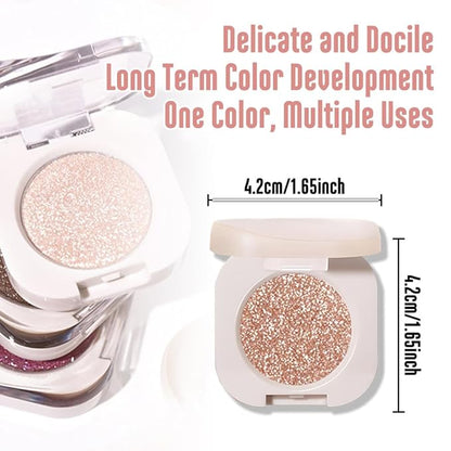 Glitter Shimmer Sparkle Eyeshadow Palette Makeup for Women, Light Brown Glitter Shimmer Metallic Holographic Iridescent Cream Iridescent Single Monochrome Eye Shadow Makeup, 09