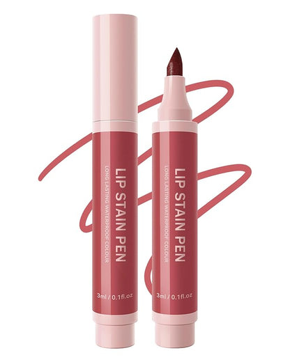 Lip Stain Makeup Pen-1Pcs Rose Pink Hydrating Lip Stain Lip Liner Pencil, Matte Color Look, Longlasting Waterproof Smudgeproof Finish,Precise Chisel Tip Smooth,Christmas Makeup Gift for Women-03