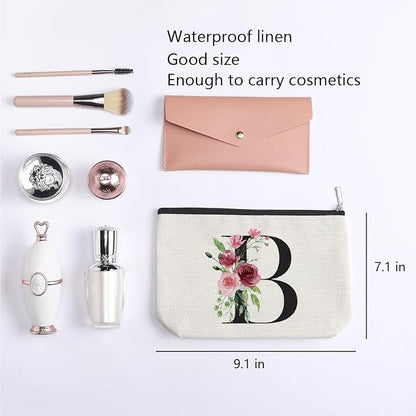 Initial Makeup Bag, Personalized Gifts for Women, Bridesmaid Gifts, Birthday Gifts for Women Mom, Gifts for Best Friend, Bride Bridesmaid Cosmetic bag (Letter B)