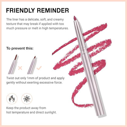 Retractable Lipliner Pencil Waterproof Makeup for Lip Liner and Eye Liner, Smooth and Creamy, Long Lasting Matte Finish, Vegan Beauty, Matte Velvet Pigmented Lip Liner (08#Bean Paste Red, 1)