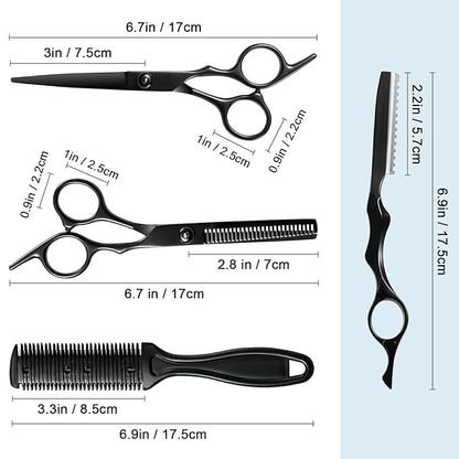 11Pcs Professional Hair Scissors Set,Stainless Steel Barber Supplies Including Straight Shears, Thinning Shears, and Hair Thinning Knife Multifunctional Salon Tools and Gifts for Friends and Family