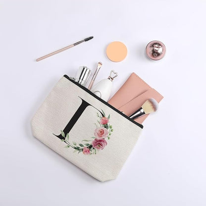 Initial Makeup Bag, Personalized Gifts for Women, Bridesmaid Gifts, Birthday Gifts for Women Mom, Gifts for Best Friend, Bride Bridesmaid Cosmetic bag (Letter D)