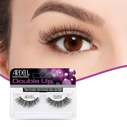 Ardell Double Up False Eyelashes – Double Demi Wispies Strip Lashes, Wispy Dramatic Look, Reusable Fake Lashes for Women, 4 Pairs