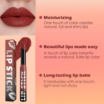 Matte Lipstick Crayon for Women, Rose Wood Lip Stick Pencil 24 Hour Long Lasting Waterproof, Non-Drying Hydrating Formula Lip Gloss Makeup, Vegan & Cruelty-Free, 04