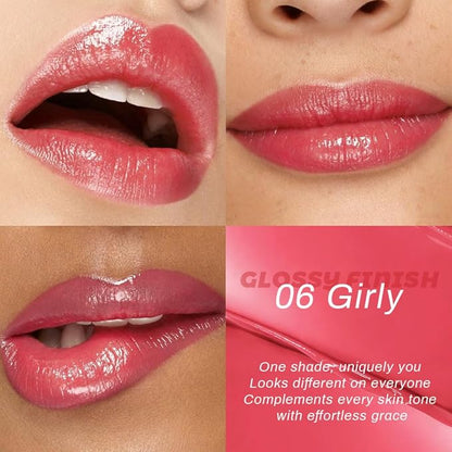 Kaely 2Pcs Honey Lipstick Tinted Lip Balm, Hydrating Shine Lipstick for Women Dry Lips, Moisturizing Nourishing Glossy Lip Gloss Stain Makeup, Sheer Lightweight, Vegan, 05 Rose+06 Girly