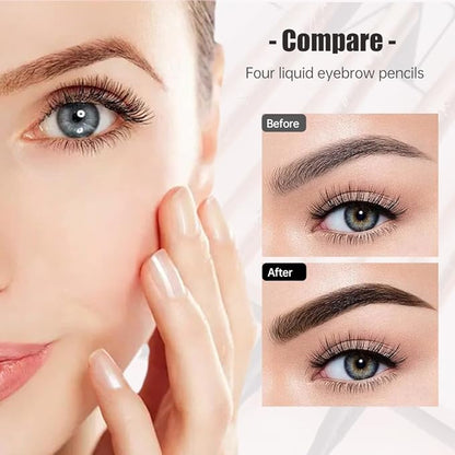 2025 Premium Microblading Eyebrow Pen, Waterproof Eyebrow Pencil, Eye Brow Pen with 4 Tip, Natural Magic Eyebrow Makeup Fine Stroke Contouring Pencil Long-Lasting Stay on All Day (Black)