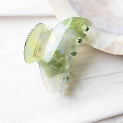 Handmade Celluloid Acetate French Design Barrettes Tortoise Shell Claws Hair Claw Luxury Fashion Accessories Hair Clip for Women (transparent green)