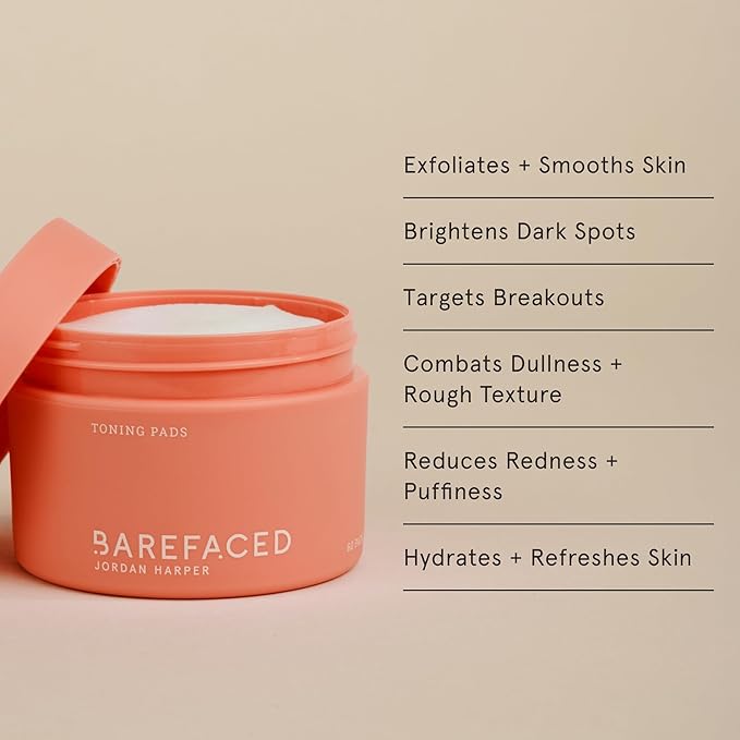 Barefaced Skin Goals Bundle - Toning Pads, Toning Pads II, Liquid Gold, Overachiever - Renew, Resurface, and Revitalize Skin