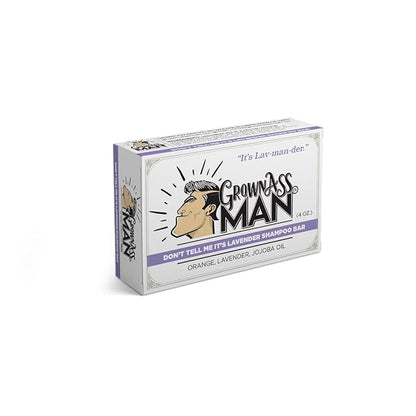 Grown Ass Man Co. - Solid Shampoo Bar Rich Lather 3 in 1: Hair, Beard & Body Wash - Plastic Free & Eco-Friendly, Natural & Organic for All Hair Types, 4oz Bar (Don't Tell Me It's Lavender, 3-Pack)