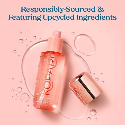 Kopari Hair & Body Mist Malibu Peach, Long-Lasting Playful Vibrant Tropical Scent, Warm Floral Fragrance, Blend of Peach with a Kiss of Jasmine, 4 oz