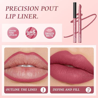 12 Colors Matte Lip Liner Pencil – Long Lasting Waterproof Lip Liner, Smudge Proof Transfer Proof Lip Pencil, High Pigment Lip Makeup for Defining & Filling Lips (12#, 1PCS)