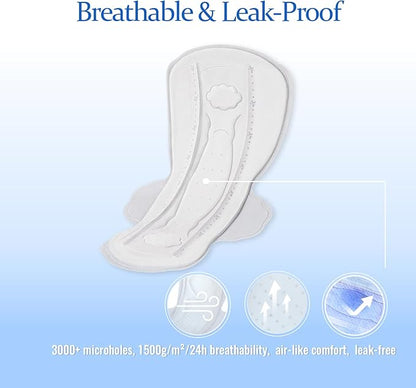 MODAL Pads for Women, Unscented Daily Thin Sanitary Pads for Period with Wings, 11.4 Inch(290 mm), Large, 6 Count