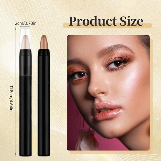 Eyeshadow Shimmer Stick, 16 Color Highlighter Eyeshadows Pencil Waterproof Glitter Eye Shadow Eyeliner Pen, Waterproof Eyeshadows Shimmer Stick Long Lasting Brightener Eyeshadow (05 Brown)