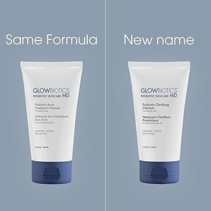Glowbiotics Probiotic Clarifying Cleanser 5 oz – Gentle Foaming Face Wash with 2% Salicylic Acid & Peptides | Probiotic BHA Cleanser for Oily & Acne-Prone Skin