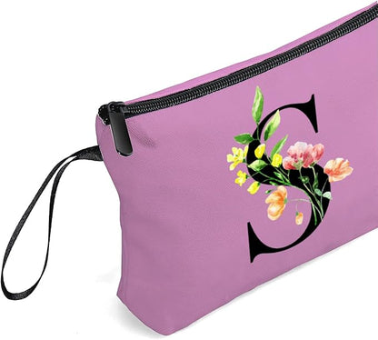 Women Birthday Unique Bride to be Bridal Shower Initial Gifts for Mom Sister Friend Her Teacher Aunt Makeup Cosmetic Bag with Mirror Mothers Day Christmas Graduation S