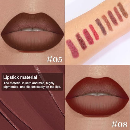 2Pcs Gradient Matte Lipstick Crayon Lip Liner pencil, Flawless Contour Gradual Ombre Effect lip Pencil, Lipstick for Women Long Lasting Waterproof Smudge Proof Lipstick Pencil 05#+08#