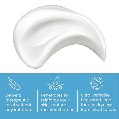 Cutemol Emollient Moisturizer for Sensitive Skin - Serious Moisturizing Cream for Damaged Skin Recovery - Fragrance Free Hydration for Cracked Hands & Feet, Eczema, Psoriasis & Dry Skin (2.75 oz)