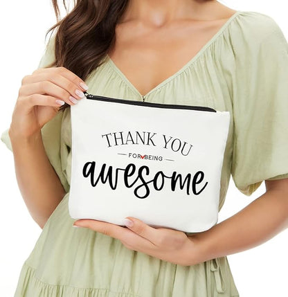 Inspirational Gifts for Women, Positive Inspirational Quotes Makeup Bag - Uplifting Encouragement Gifts for Women, Girls, Teens, Daughter, BFF, Best Friend ?Thank You for Being Awesome Makeup Bag