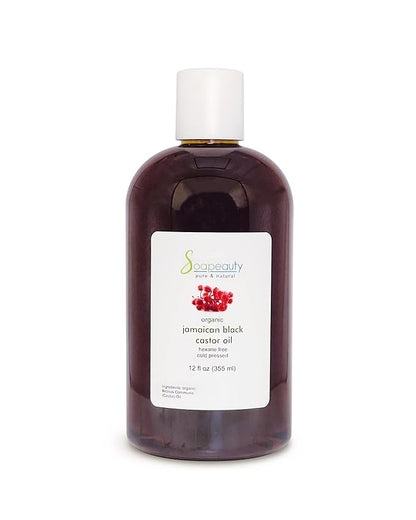 Soapeauty JAMAICAN BLACK CASTOR OIL Cold Pressed Unrefined | 100% Pure Natural Black Castor Oil Promotes Healthy Skin & Hair | Carrier Oil & Strengthens Nails | 12 fl oz