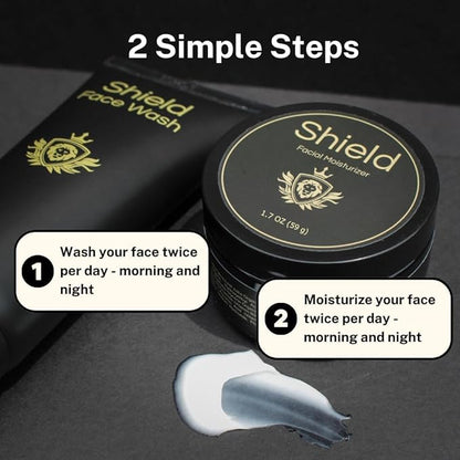Acne System for Men and Boys, Face Wash, Moisturizer, Pimple Patches, Shield Men's Skin Care Set (4 Months)