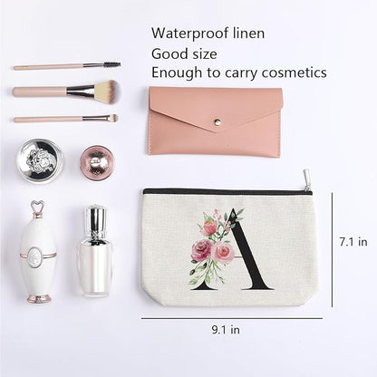 Initial Make up Bag, Personalized Gifts for Women, Bridesmaid Gifts, Birthday Gifts for Women Mom, Gifts for Best Friend, Bride Bridesmaid Cosmetic bag (Letter A)