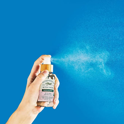 Humphreys Witch Hazel Refining Toner Mist Spray | Pore-Refining Facial Toner | USDA Organic| Soothing Rose Water | Travel Size 3.3 Fl Oz | Vegan & Cruelty-Free | for All Skin Types