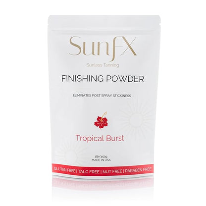 SunFX Post Spray Tan Translucent Finishing Powder | Talc Free | Sunless Tanning Setting Powder | Shimmer | Tropical Burst - 1lb