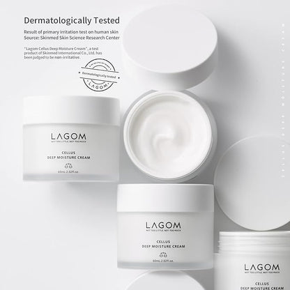LAGOM Cellus Deep Moisture Cream Natural Moisturizer with Ceramide and D-Panthenol (B5) Smooth, Hydrating, Nourishing Protecting Cream 2.02 Fl Oz
