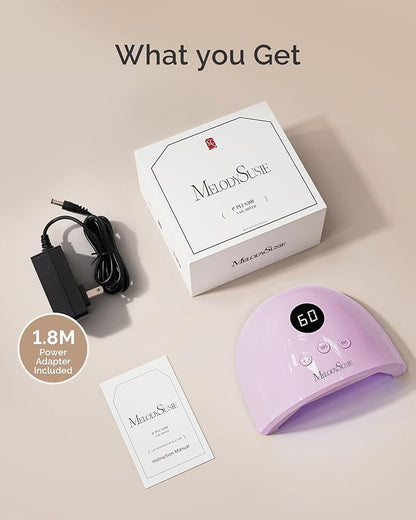 MelodySusie Compact Advanced UV LED Nail Lamp, P-Plus30F Nail Dryer with 3 Timers & Smart Sensor Cures All Gels, Especially Rhinestone Glue, Solid & Liner Gel Polishes for Advanced DIY at Home-Purple