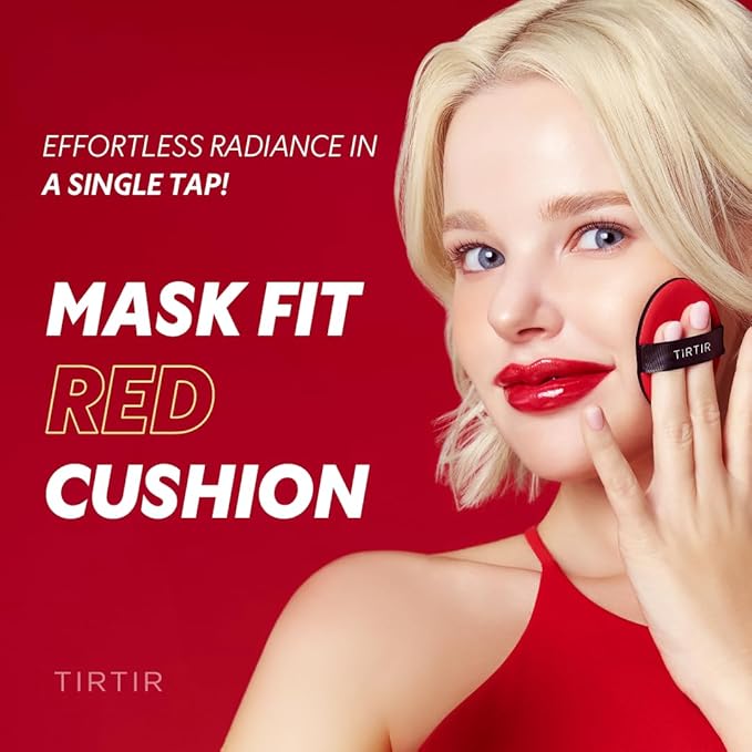 [*Mini Size*] TIRTIR Mask Fit Red Cushion Foundation | Full coverage, Weightless, Skin fit, Satin Glow Finish, Korean Makeup BB Foundation, beauty, Tattoo cover up, Buildable (#33C Hazel, 0.15 Fl Oz)