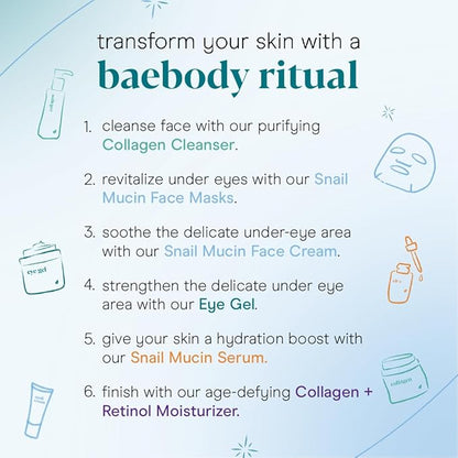 Baebody Snail Mucin Eye Cream (30 ml/1.06 fl oz) - Anti-Aging Eye Cream for Dark Circles and Dry Skin - Snail Mucin Serum with Peptides and Hyaluronic Acid